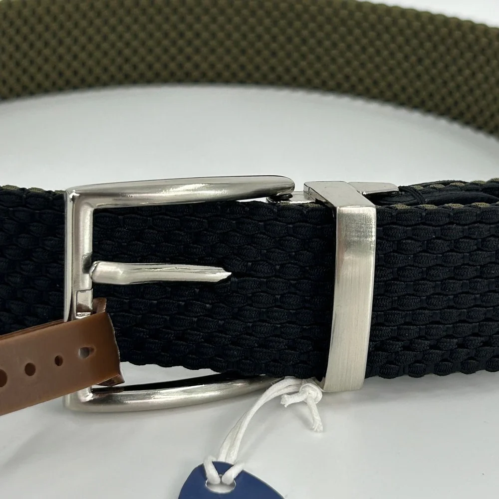 Tommy Bahama Mens Reversible Woven Stretch Belt Olive Black 11TM030015 Small